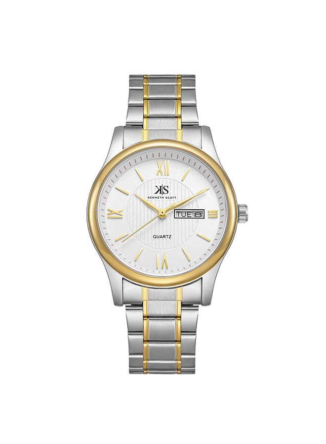 Kenneth Scott Men's Analog White Dial Watch - K23029-TBTW