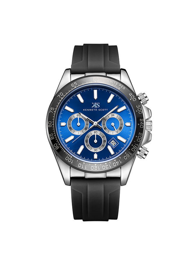 Kenneth Scott Men's Chrono & Multi Function Dark Blue Dial Watch - K23149-SSBN