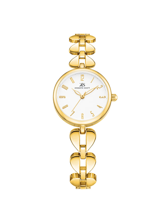 Kenneth Scott Women's Analog White Dial Watch - K23504-GBGW
