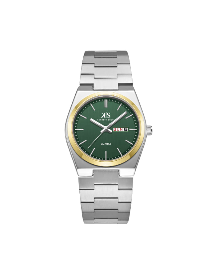 Kenneth Scott Men's Analog Green Dial Watch - K24011-TBSH