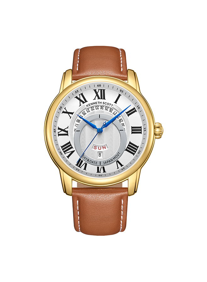 Kenneth Scott Men's Analog White Dial Watch - K24020-GLEW