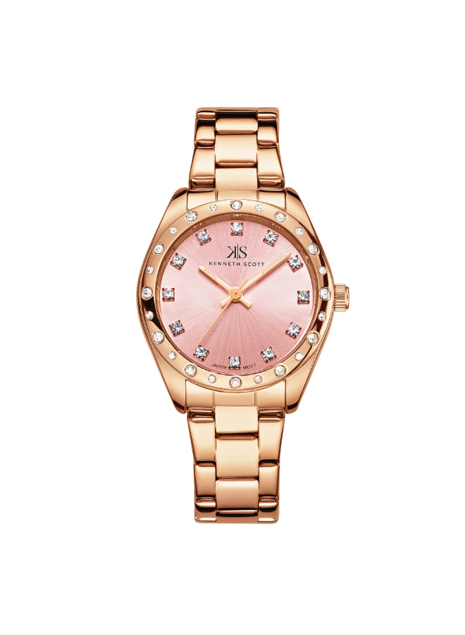 Kenneth Scott Women's Analog Pink Dial Watch - K24509-RBKP