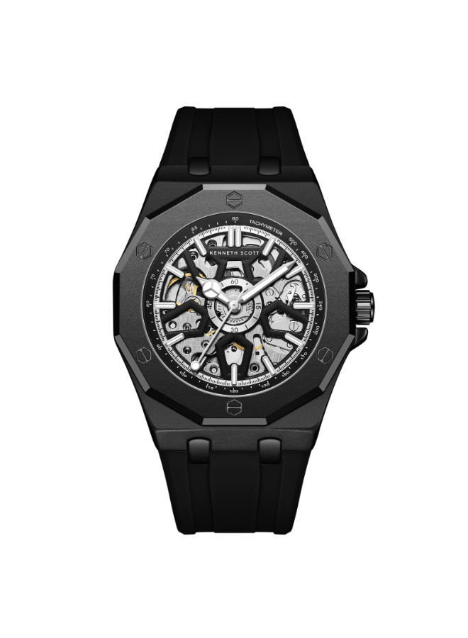 Kenneth Scott Men's Automatic Black Dial Watch - K25301-BSBB