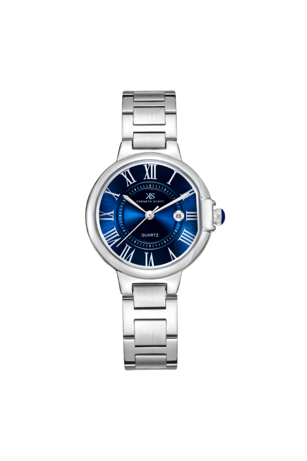 Kenneth Scott Women's Analog Dark Blue Dial Watch - K23553-SBSN