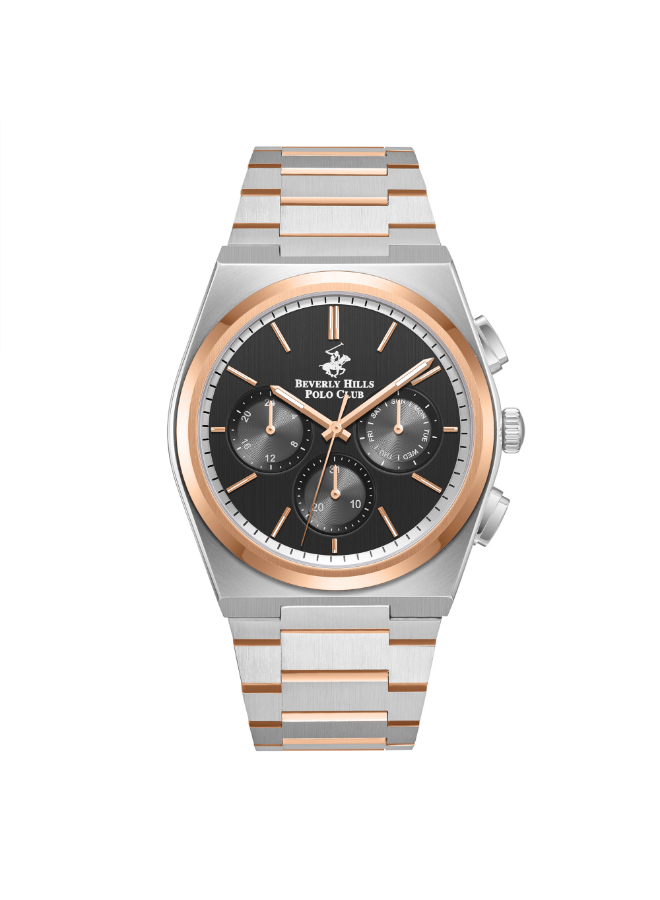 BHPC GENTS Multifunction Silver/Rose Gold Case Silver/Rose Gold Metal Band Black Dial