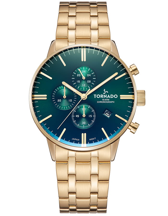 Tornado CELESTIA ELITE Men's Chronograph Green Dial Watch - T6102-GBGH