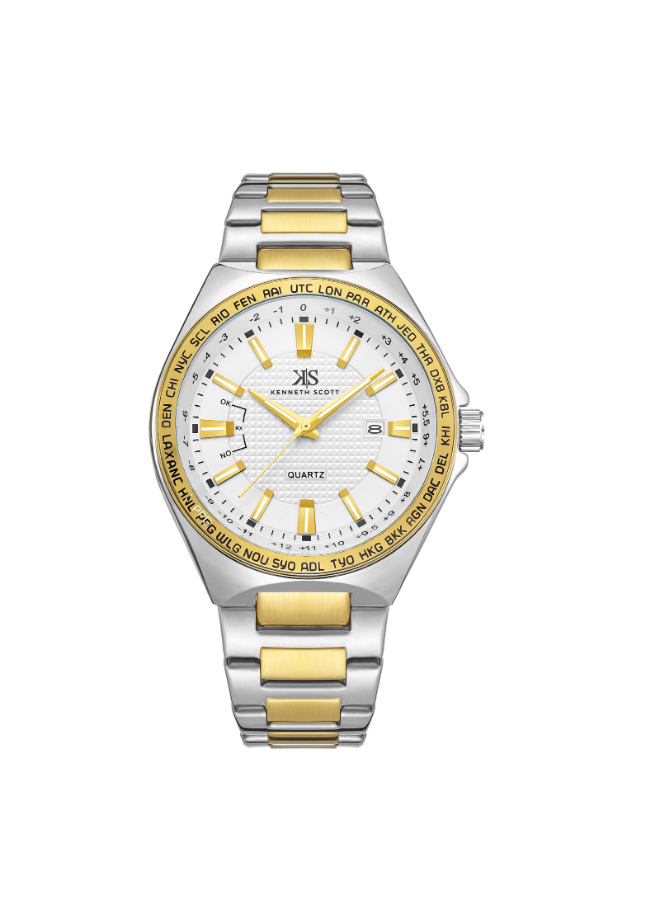 Kenneth scott Gents Analog TT Gold/Silver Case TT Gold/Silver Metal Band White Dial