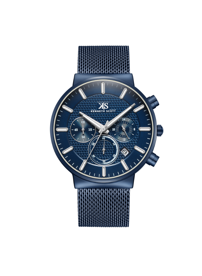 Kenneth Scott Men's Multi Function Blue Dial Watch - K22133-NMNN