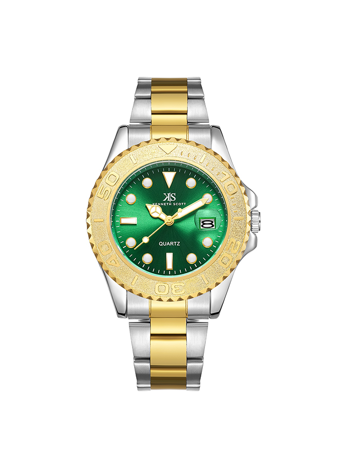 Kenneth Scott Men's Analog Green Dial Watch - K23022-TBTH