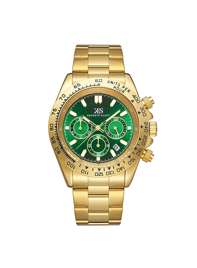 Kenneth Scott Men's Multi Function Green Dial Watch - K23123-GBGH