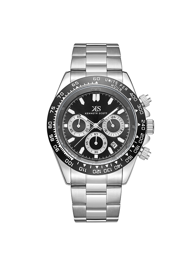 Kenneth Scott Men's Multi Function Black Dial Watch - K23123-SBSB