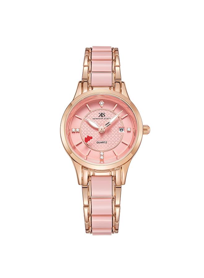 Kenneth Scott Women's Analog Pink Dial Watch - K23517-RCPP