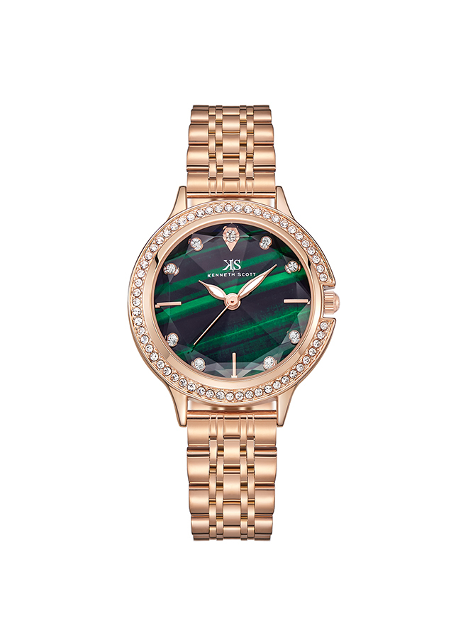 Kenneth Scott Women's Analog Green Dial Watch - K23521-RBKH