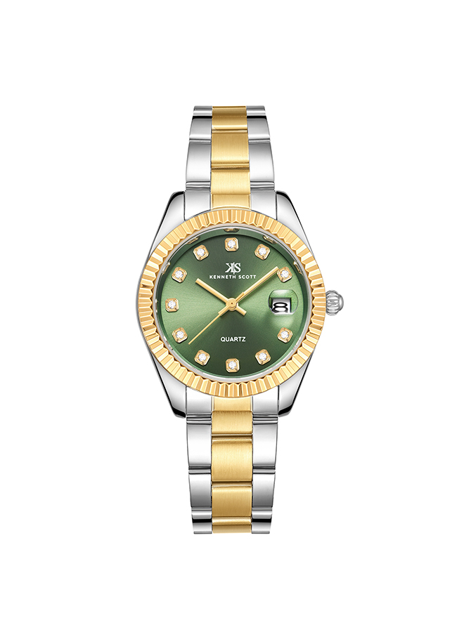 Kenneth Scott Women's Analog Green Dial Watch - K23546-TBTG