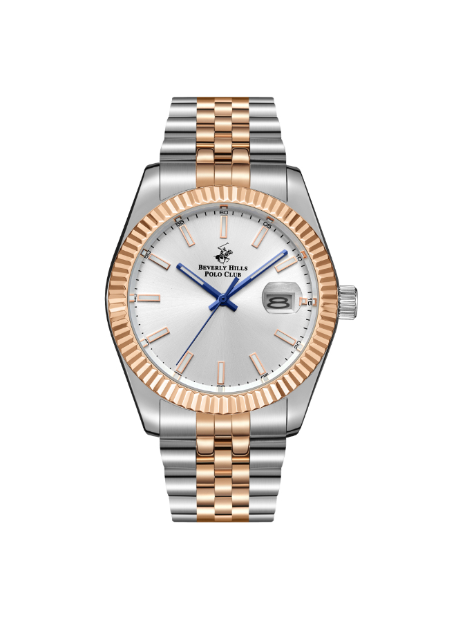 BHPC Gents 3H DATE Fn S.S/IP R.GOLD Case S.S/IP R.GOLD STEEL Band SILVER Dial