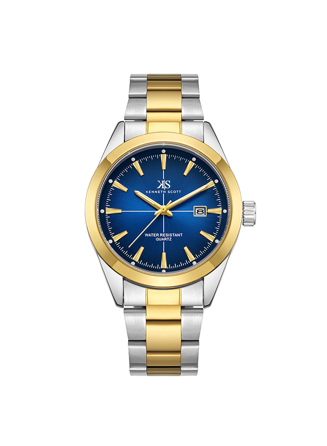 Kenneth Scott Men's Analog Dark Blue Dial Watch - K23025-TBTN
