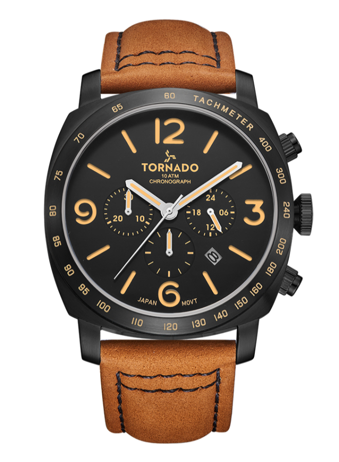 TORNADO LUMINA CHRONOSPHERE Men's Chronograph Black Dial Watch - T9102-BLEB