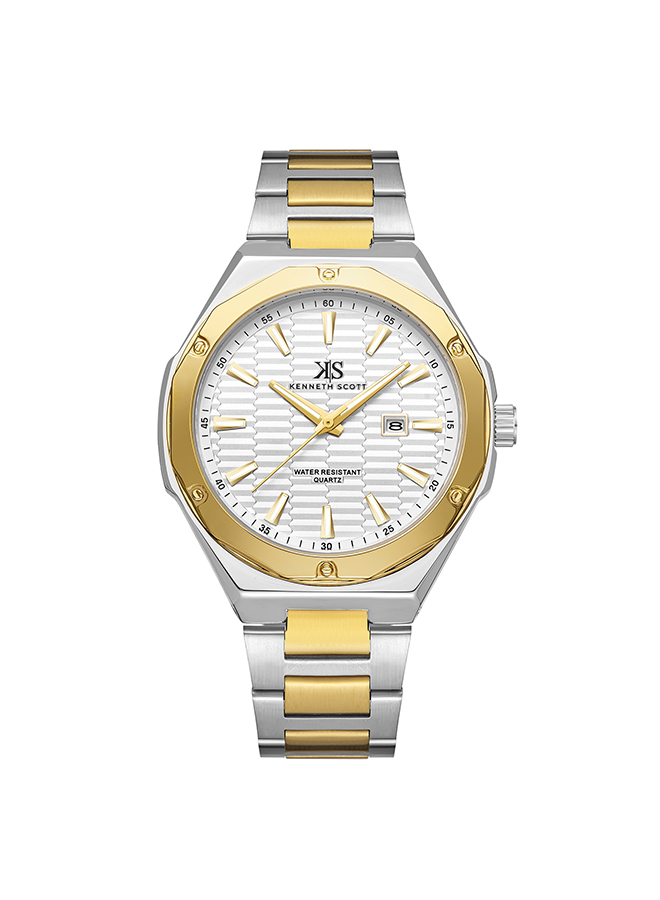 Kenneth Scott Men's Analog White Dial Watch - K23026-TBTW