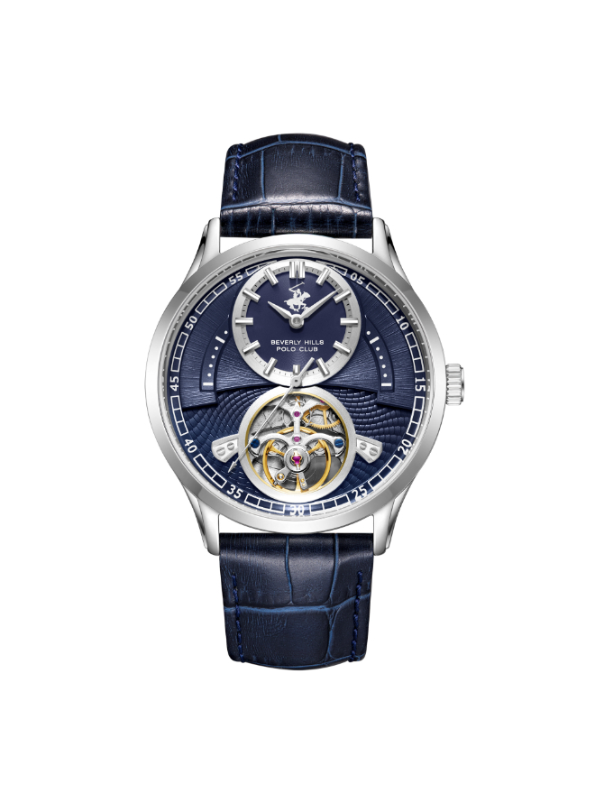 BHPC Gents AUTOMATIC Fn S.S Case BLUR LEATHER Band BLUE  Dial