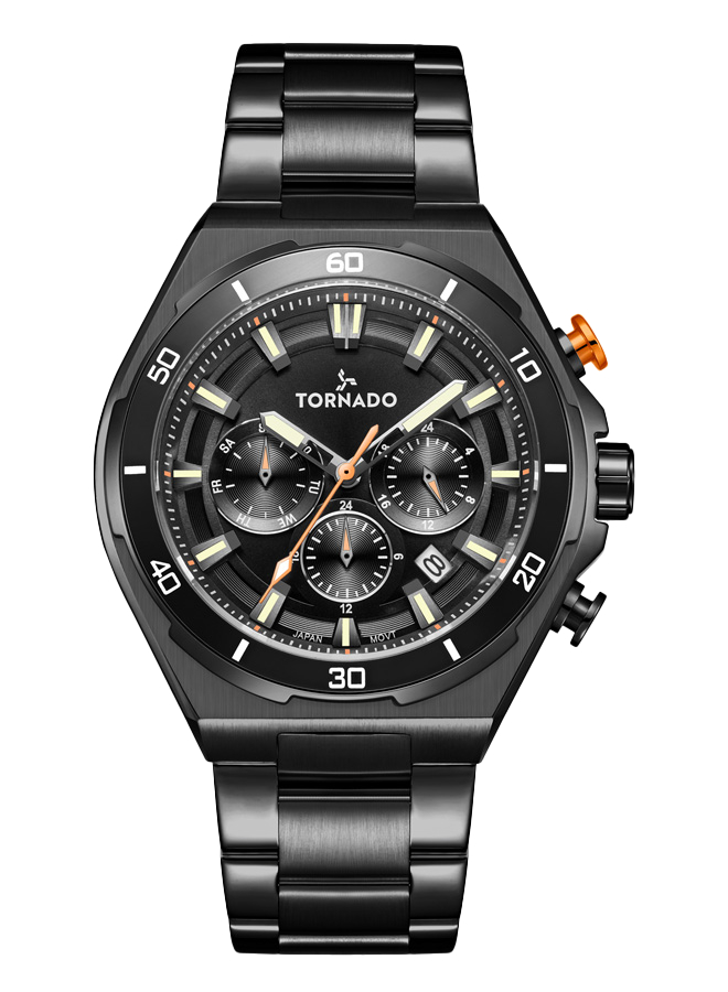 TORNADO STRELLAR X Men's Multi Function Black Dial Watch - T24104-BBBB