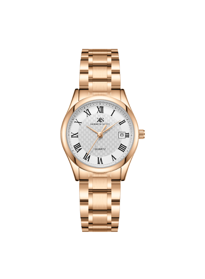 Kenneth Scott Women's Analog White Dial Watch - K25504-KBKW
