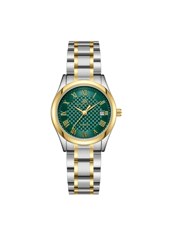 Kenneth Scott Women's Analog Green Gold Highlight Dial Watch - K25504-TBTHG