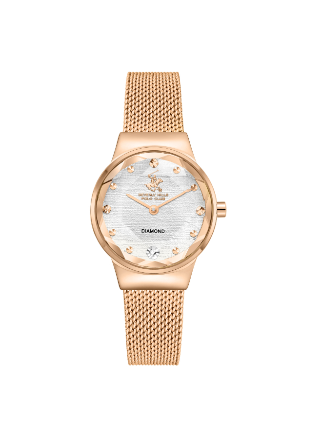 BHPC Ladies 2H Fn IP R.GOLD Case IP R.GOLD MESH Band SILVER Dial