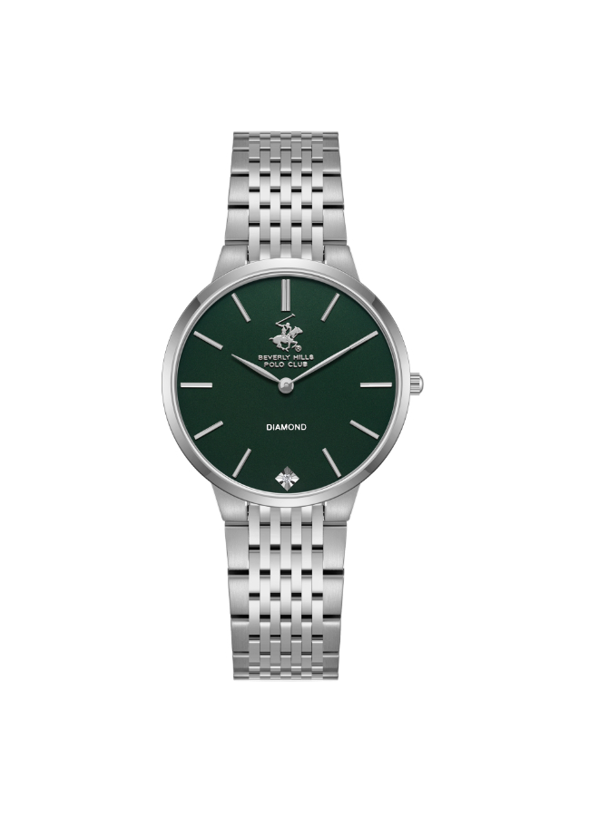 BHPC Ladies 2H Fn S.S Case S.S STEEL Band GREEN CERAMIC Dial