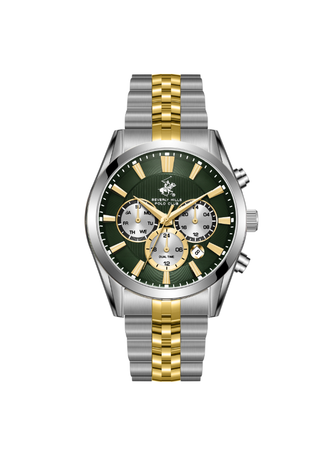 BHPC Gents  MULTIFUNCTION  S.S Case S.S/IP GOLD STEEL Band GREEN 5605C Dial