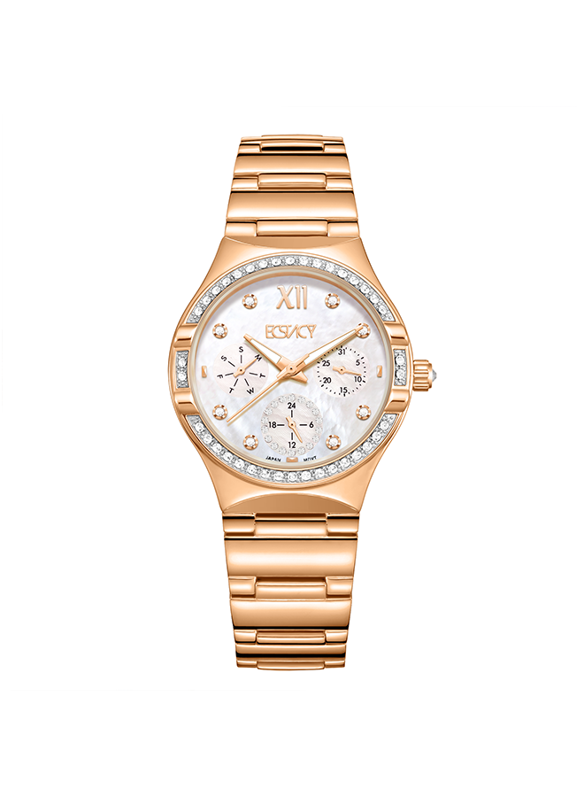 Ecstacy Women's Multi Function Rose Gold Dial Watch - E23608-RBKMK