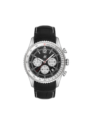 [BP3723X.351] BHPC GENTS Multifunction  Silver Case Black Leather Band Black Dial