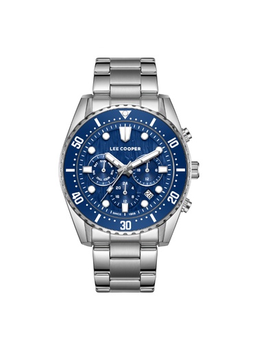[LC08101.390] Lee Cooper Gents Multifunction  Silver/Blue Case Silver Metal Band Dark Blue Dial