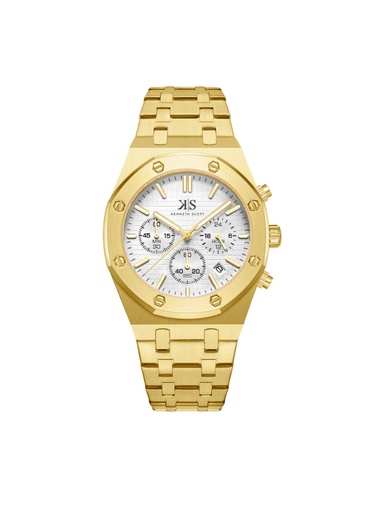 [K24112-GBGW] Kenneth Scott Men's Multi Function White Dial Watch - K24112-GBGW