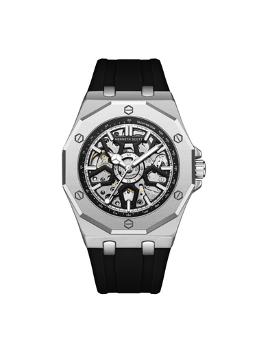 [K25301-SSBB] Kenneth Scott Men's Automatic Black Dial Watch - K25301-SSBB