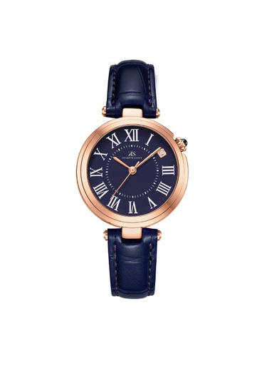 [K24510-RLNN] Kenneth Scott Ladies Analog Rose Gold Case Rose Gold Leather Strap Blue Dial