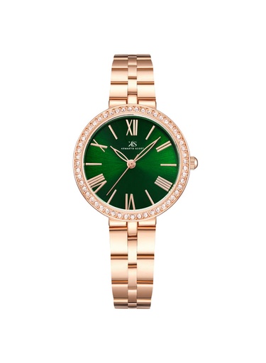 [K23502-RBKG] Kenneth Scott Ladies analog Rose Gold Case Rose Gold Metal Band Green Dial