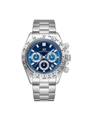 [K23123-SBSL] Kenneth Scott Men's Multi Function Blue Dial Watch - K23123-SBSL