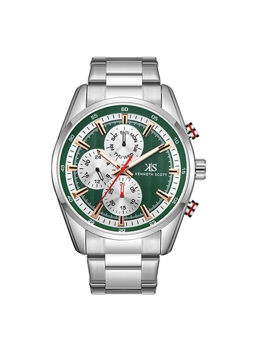 [K24117-SBSH] Kenneth Scott Men's Multi Function Green Dial Watch - K24117-SBSH