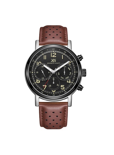 [K24119-QLDB] Kenneth Scott Men's Analog Black Dial Watch - K24119-QLDB
