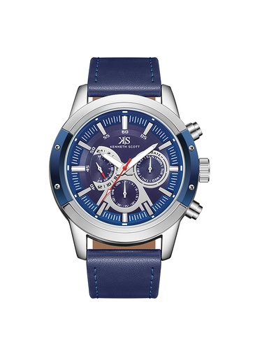 [K24121-SLNN] Kenneth Scott Men's Analog Blue Dial Watch - K24121-SLNN