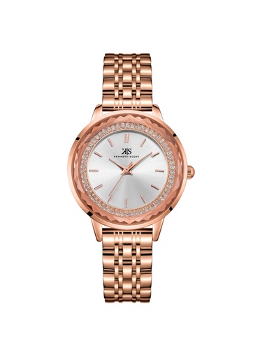 [K22532-RBKW] Kenneth Scott Ladies Analog Rose Gold Case TT RG/Silver Metal Band White Dial