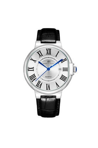 [K23053-SLBW] Kenneth Scott Men's Analog White Dial Watch - K23053-SLBW