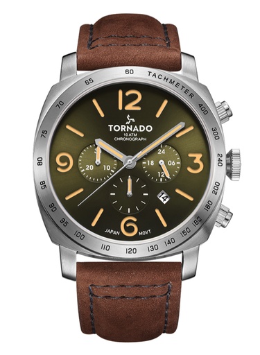 [T9102-SLDH] TORNADO LUMINA CHRONOSPHERE Men's Chronograph Green Dial Watch - T9102-SLDH