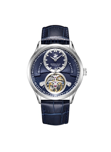 [BP3795X.399] BHPC Gents AUTOMATIC Fn S.S Case BLUR LEATHER Band BLUE  Dial