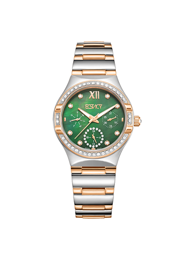 [E23608-KBKMG] Ecstacy Women's Multi Function Green Dial Watch - E23608-KBKMG