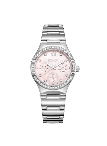 [E23608-SBSMP] Ecstacy Women's Multi Function Pink Dial Watch - E23608-SBSMP